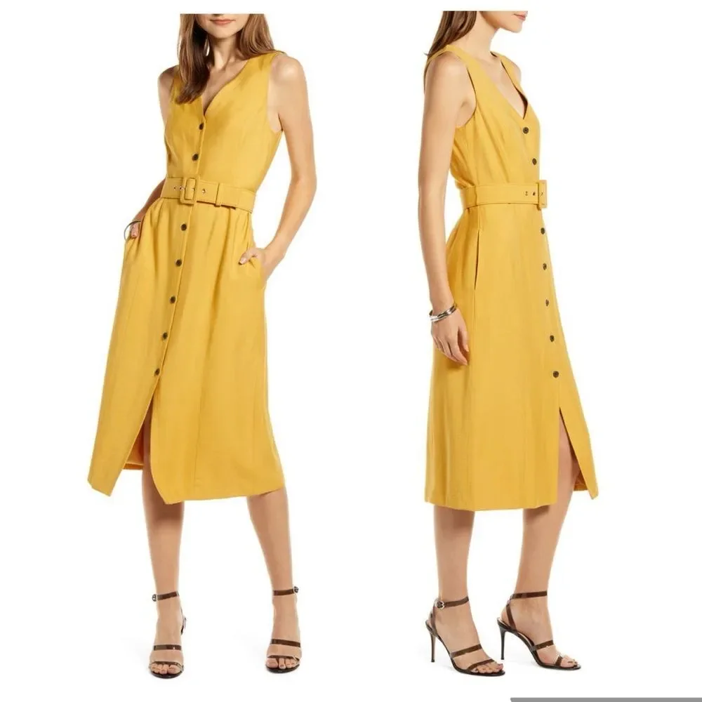Something Navy Sleeveless Button-Up Midi Dress XXS NWOT - Picture 1 of 16